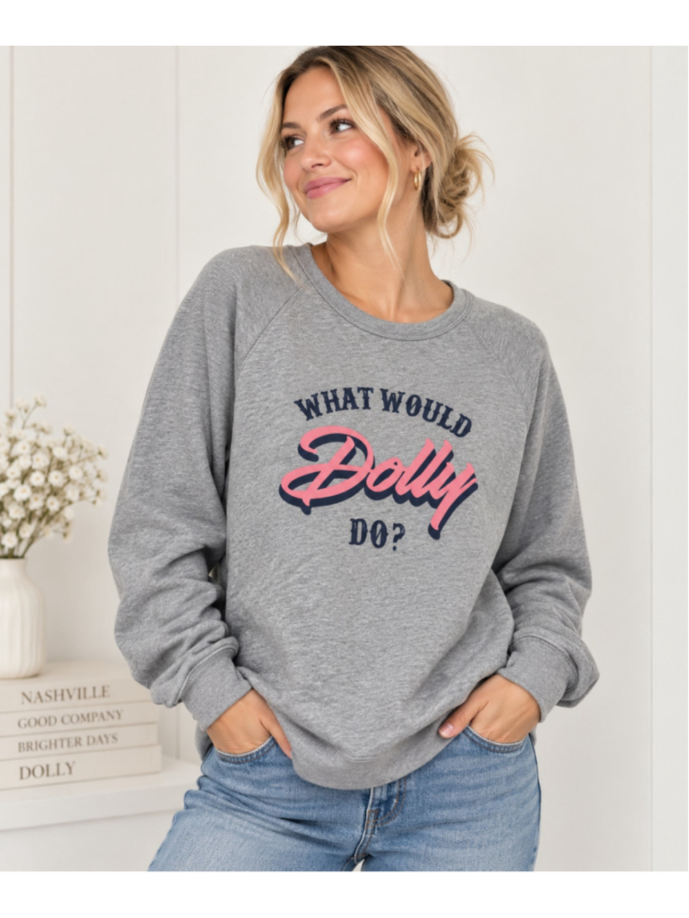 Draper James What Would Dolly Do Sweatshirt XXL NWT Dolly Parton Gray Cotton